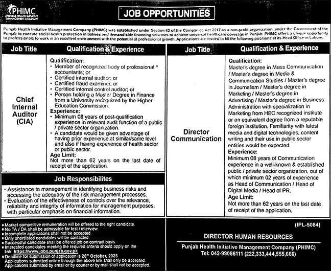 Jobs in PHIMC